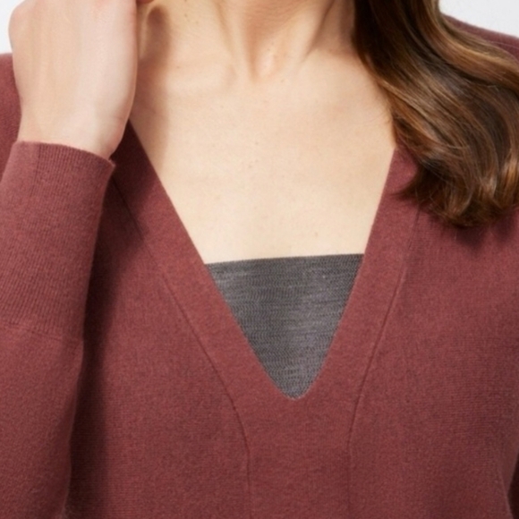 Chico's Caviar Bead V-Neck Pullover Dolman Sleeve Sweater Large Sable - Picture 10 of 10